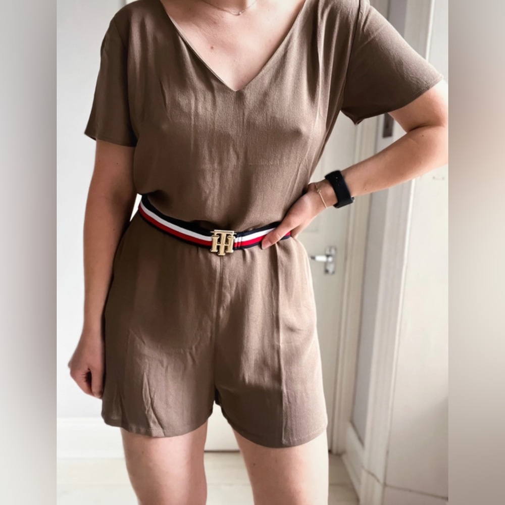American Vintage New Beige Brown Jumpsuit L Viscose Shorts - Picture 2 of 5